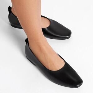 Franco Sarto Women 9.5W Black Leather Vana Ballet Flat Ballerina Slip On OS11-17